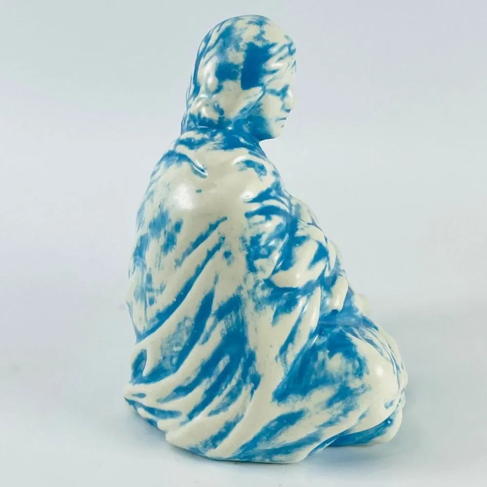 Holland Ceramic Nativity Shepherd Boy Figurine 4.5in Blue Hand Painted Vintage